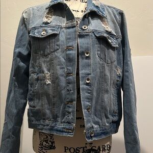 Ci Sono Distressed Blue Jean Jacket